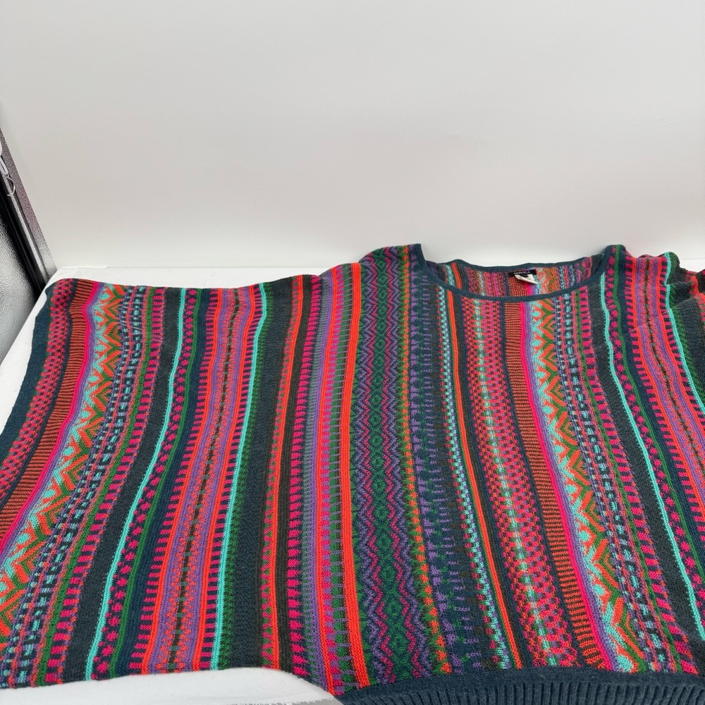 Novica Fair Isle Knit Alpaca Blend Sweater S/M oversized  batwing Kimono Sleeve - Picture 9 of 11